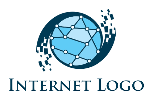 IT logo of a pixels swooshes around the globe 