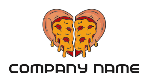 Make a food logo pizza in shape of heart