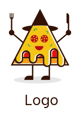 pizza man charactor with knife and fork