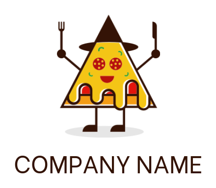 italian restaurant pizza man character with knife and fork