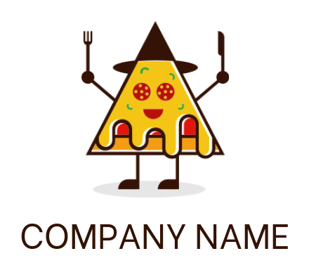 Restaurant logo Italian pizza with knife and fork