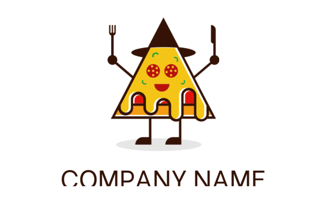 pizza man charactor with knife and fork