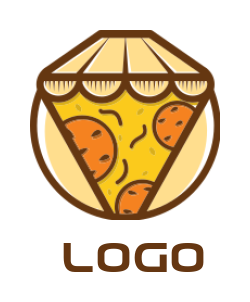 restaurant logo pizza slice overhang in circle