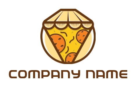 restaurant logo pizza slice overhang in circle