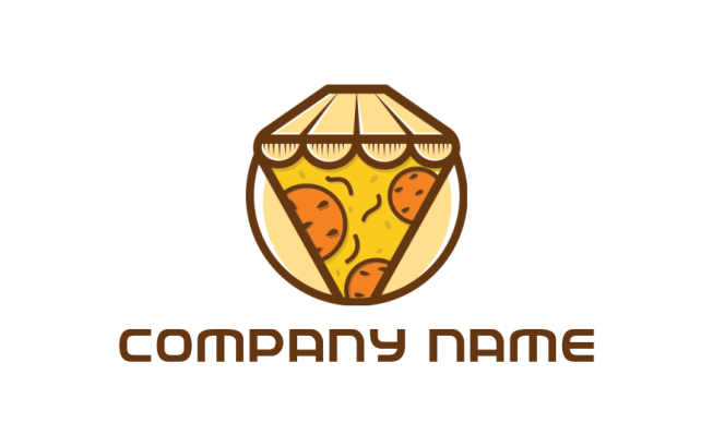 restaurant logo maker pizza slice with overhang in circle