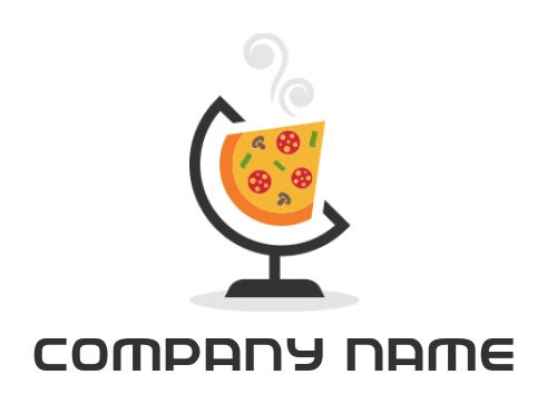 Restaurant logo template pizza with globe