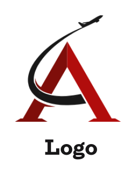 Letter A logo plane going from letter A