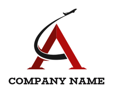 Letter A logo plane going from letter A