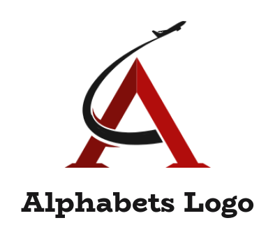 Letter A logo plane going from letter A