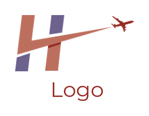 travel logo plane flying forming Letter H