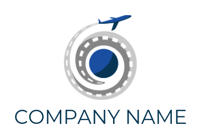 logistics logo of plane jet forming road koru