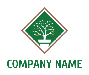 landscape logo of plant in pot inside a square