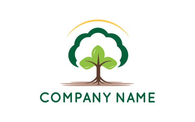 Make a logo of plant merged with tree 