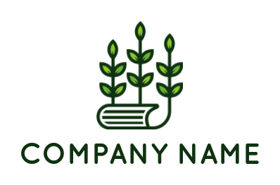 agriculture logo icon plant with leaves on document 