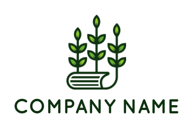 agriculture logo icon plant with leaves on document 