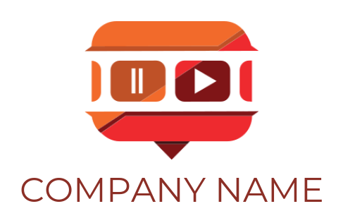 media logo illustration play and pause button inside bubble speech 