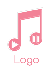 music logo play and pause button in music note