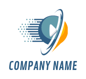 media logo play button in circle trailing lines