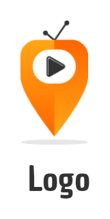media logo play button in location with antenna