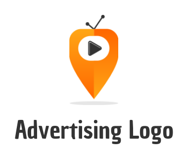 media logo play button in location with antenna