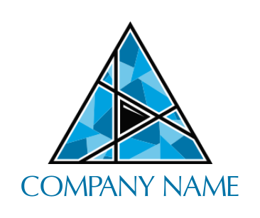 play button inside pyramid symbolic media logo design