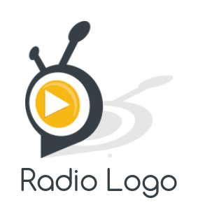 media logo play button in speech bubble antenna