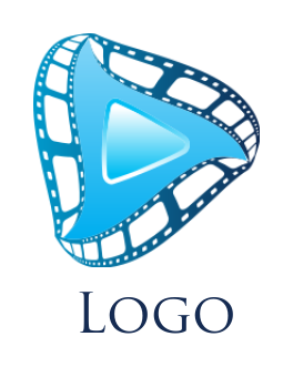 media logo play button in the abstract film reel