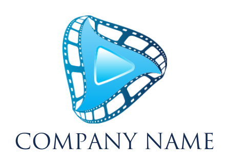 media logo play button in the abstract film reel