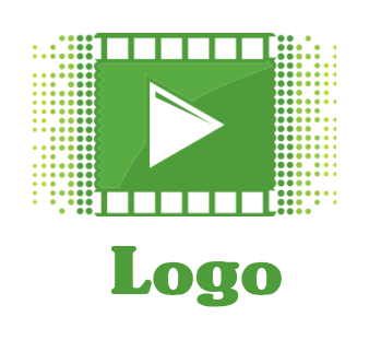 media logo play button in film reel with dots