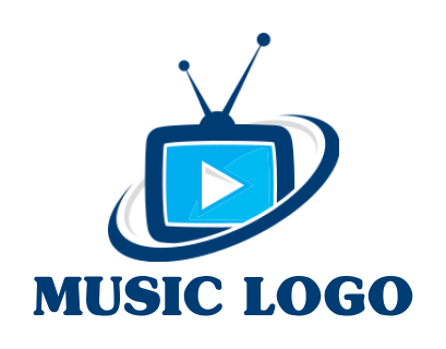media logo of play button inside TV with swoosh