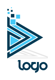 media logo of play button with digital pixels