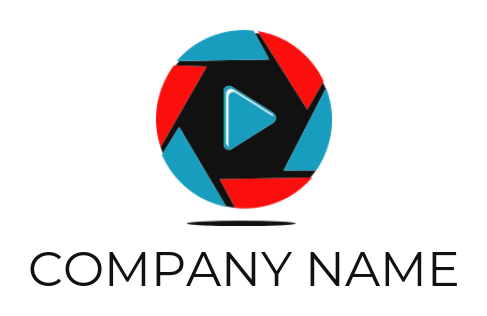 media logo icon play symbol inside shutter circle - logodesign.net