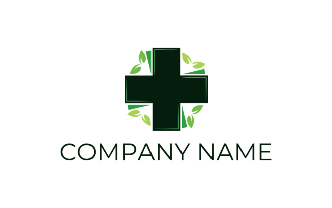 generate a medical logo plus sign with leaves - logodesign.net