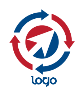 marketing logo in the circle with arrows around