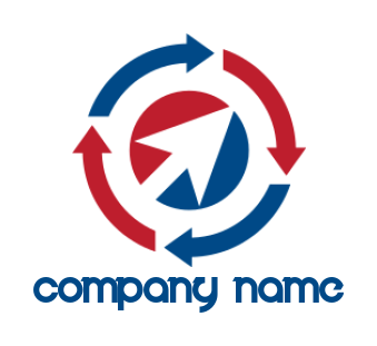 marketing logo in the circle with arrows around