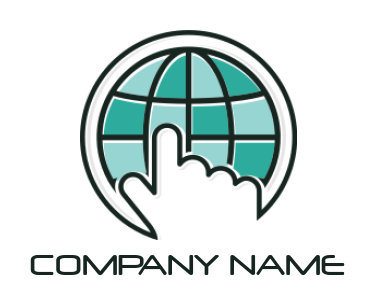 pointing symbol and globe iconic IT logo design