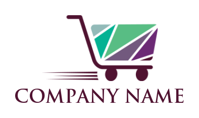 polygon logo design of shopping cart 