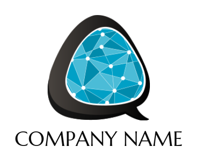 communication logo polygons inside chat bubble