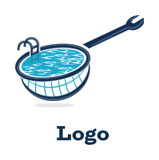 cleaning logo of pool in streamer ladder wrench