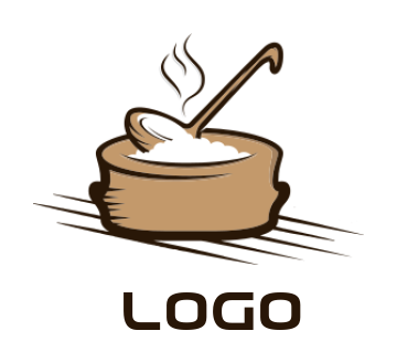make a restaurant logo pot with ladle and smoke