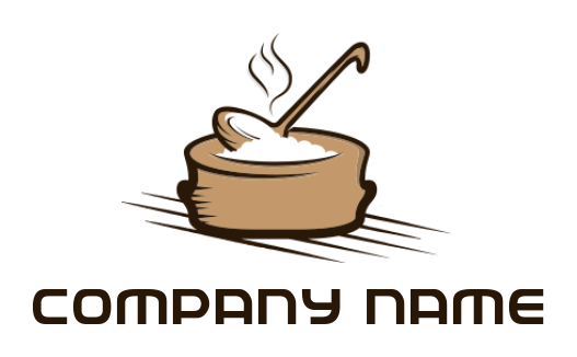 make a restaurant logo pot with ladle and smoke