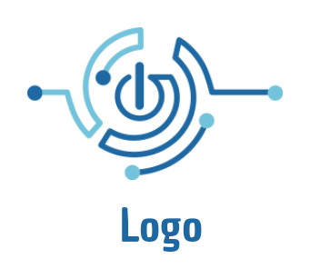 Design an IT logo of power button with tech wire  