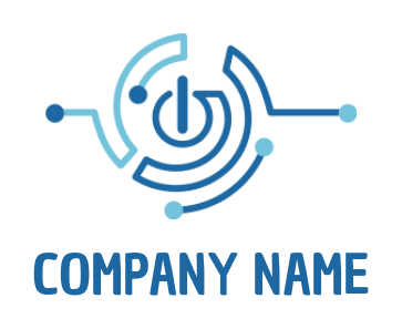 Design an IT logo of power button with tech wire  