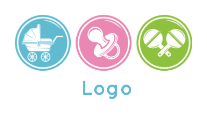 childcare logo pram dummy and rattle in circles