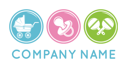 childcare logo pram dummy and rattle in circles
