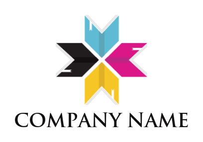 arts logo icon colored books in arrow shape