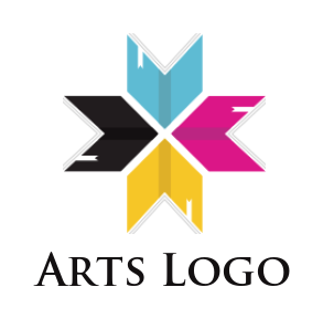 arts logo icon colored books in arrow shape