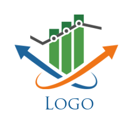 trade logo of progress bars swoosh arrows graph