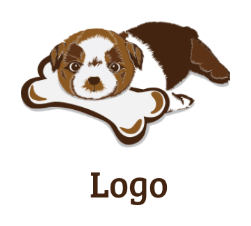 generate an animal logo of a puppy with a bone