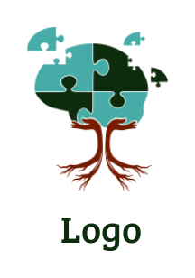 Consulting logo puzzle forming brain and palms